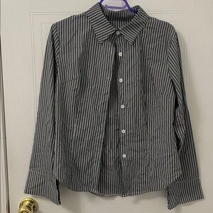 Black and White Striped Button Up Shirt